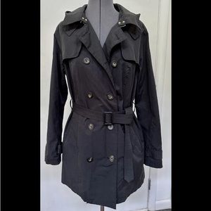 CLASSIC Y2K 90s A NEW DAY LADIES TRENCH STYLE COAT HOODED BELTED L LARGE